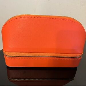 Vibrant Orange Duo Travel Cosmetic Case Jewelry Organizer